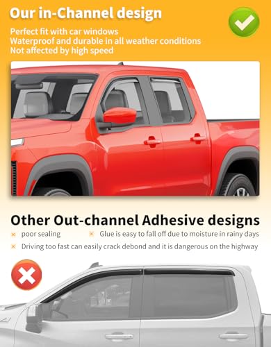 Window Visors Rain Guards for Nissan Frontier Crew Cab 2022 (Fit for 2022-2026 Frontier Crew Cab)