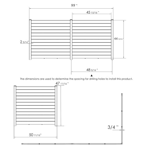 50" W x 48" H Privacy Screens Fence Panel Specifically for Hard Surfaces (3Panels/Hard Surfaces)