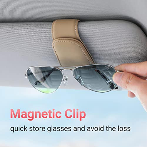 Sunglass Holder for Car Sun Visor Sunglasses Clip Car accessories (Beige)