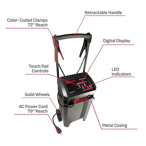 Farm & Ranch Wheeled Automatic 6A Car Battery Charger and 250A Engine Starter (Newer Version)