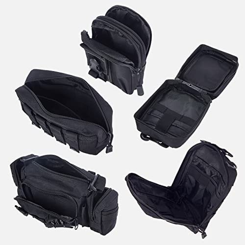 Universal Tactical Seat Back Organizer Vehicle Molle Panel Organizer Storage Bag with 5 Detachable Molle Pouch for All Vehicel Such as Jeep (A model-Black)