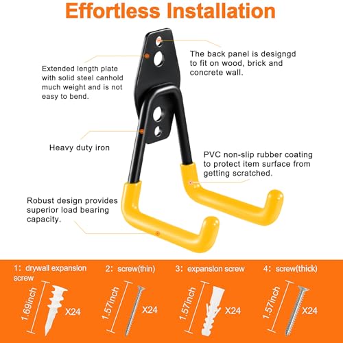 12 Pack Garage Hooks Heavy Duty (12 Pack Yellow)