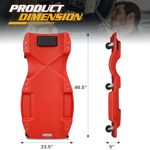 Rolling Garage Creeper with Padded Headrest (Red / 46.5")