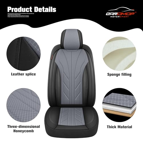 Luxury Faux Leather&Fabric Car Seat Covers Full Set with Breathable 3D Foam Back Support