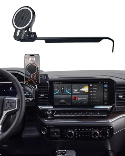 Car Phone Holder for 2022 (Silverado/GMC Sierra 2022-2026 (Extension Rod) / Magsafe+ Wireless Charger)