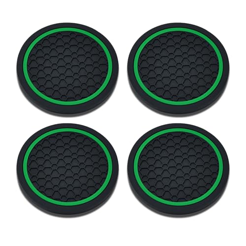 4PCS Car Cup Holder Coasters (Black/Green)