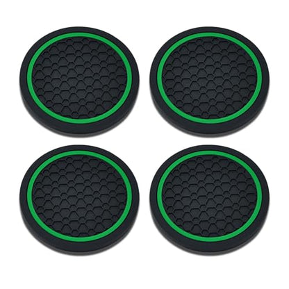 4PCS Car Cup Holder Coasters (Black/Green)