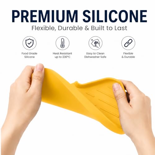 Silicone Soap Dish with Drain Spout (Yellow / M(9.6"×5.3"))
