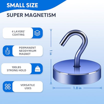 Magnetic Hooks Steel Tube Design for Cruise (Navyblue / 100lb Magnetic Hooks)