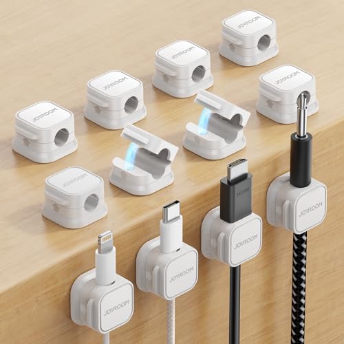 12 Pack Magnetic Cable Clips (White 12-Pack)