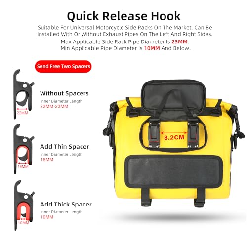 Motorcycle Saddlebag 15L Waterproof Luggage Bag Quick Release Motorcycle Side Bag Fits Most Adventure and Sports Bike Motor Racks (Black 15L / Black 15L)