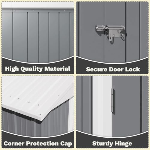 8×6FT Outdoor Storage Shed (Gray / 8'x6')