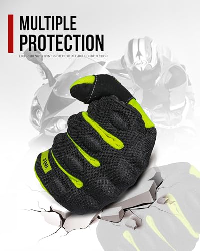 Motorcycle Riding Gloves Touch Screen Full Finger Glove Motocross Road Racing Bike Outdoor Sports for Women Men (Large / 09Green)