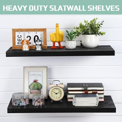 Wooden Floating Shelves for Wall Set of 4 (Black / 23.6" X 11.8" X 1.1")