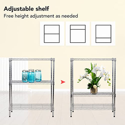 3 Tier Wire Shelf (Chrome / 23"D x 13"W x 30"H)