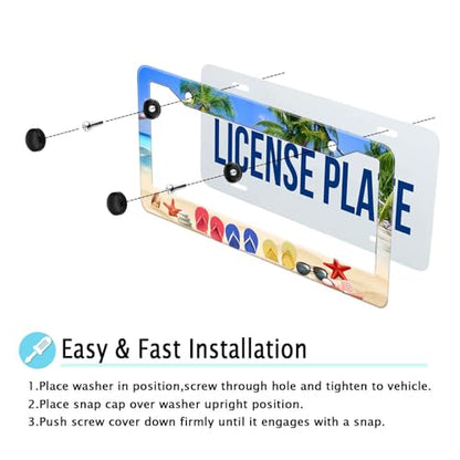 Beach Flip Flops License Plate Frame (Beach flip Flops)