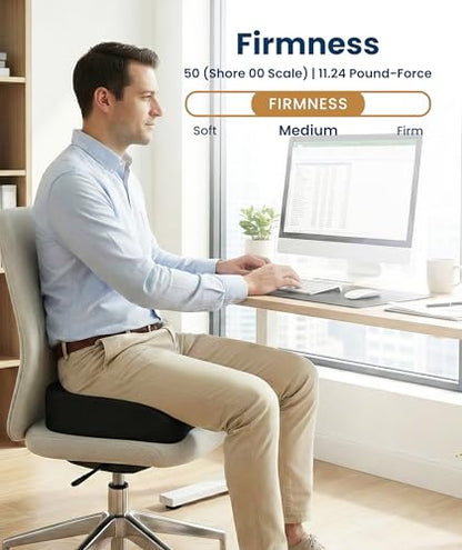 Doctor Recommended Memory Foam Seat Cushion for Office Chairs & Car (Black / X-Large)