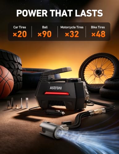 AIRUN H Tire Inflator Portable Air Compressor (Large / Red)