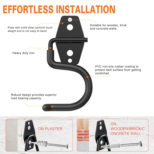 6 Pack Metal Garage Hooks (S Hook / Black S Hook)