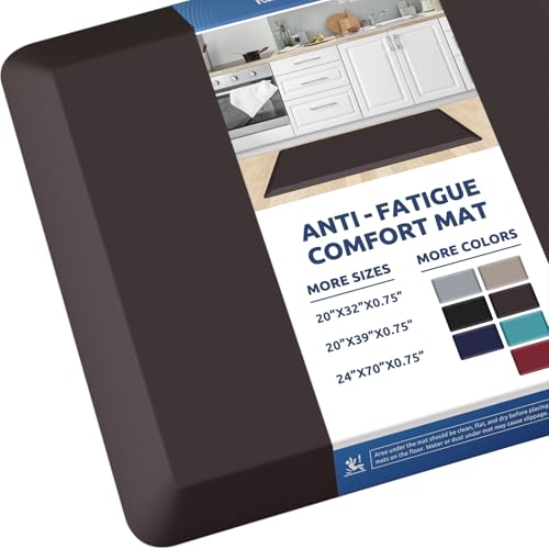 0.8" Thick Kitchen Mat Cushioned Anti Fatigue Rug Comfort Floor Mats (Chocolate / 39"L x 20"W x 0.8"Th)