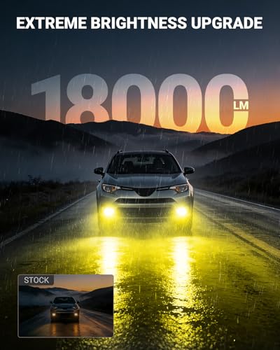 H11/H16/H8 Yellow LED Fog Light Bulbs, 18000LM 3500K Yellow-2 Pack (Yellow / H11/H8)