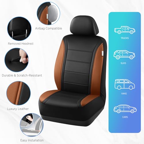 Leather Seat Covers (Brown Front)