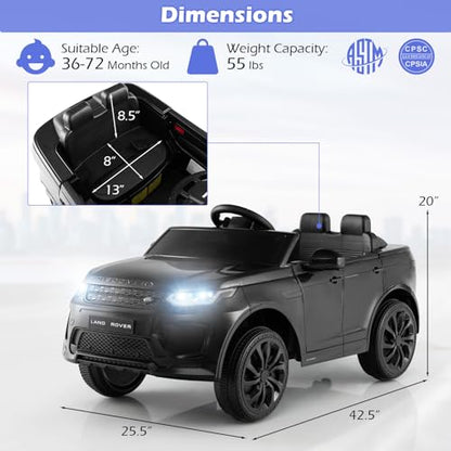 12V Kids Ride On Car (Black / 42.5” x 25.5” x 20”(L x W x H))