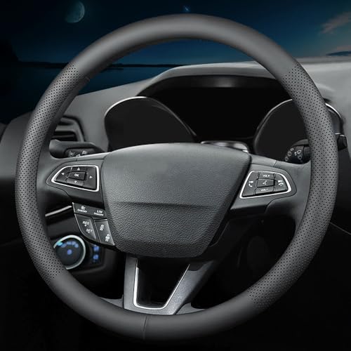 New Nappa Leather car Steering Wheel Cover (Black-2)