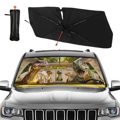 Funny Animal Car Windshield Sun Shade Umbrella (Funny-Dinosaur-2)