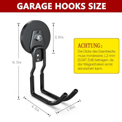 Heavy Duty Magnetic Hooks (2.6"x2-ZMJ / Black)