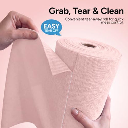 Microfiber Cleaning Cloth Roll (75 Count (Pack of 1) / Pink)