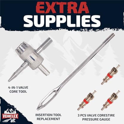 Tubeless Tire Repair Kit with Aluminum T Handle Tools and Pliers (Compact + pliers)
