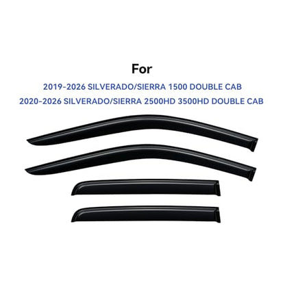 Window Visors Rain Guards for 2019 (2019-2026 Silverado/Sierra Double Cab)