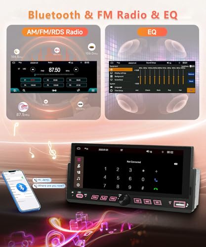 6.86" Single Din Car Stereo with Wireless CarPlay and Android Auto (6.86 inch with Volume Knob and physical control buttons)
