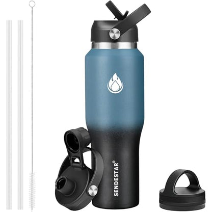 40oz Stainless Steel Water Bottle (Dark blue&Balck / 40 Ounces)