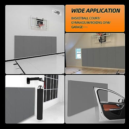 2 Pack Sport Wall Pads 2” Thick Foam Protection Padding Basketball Gym Garage Protectors (60" x 20" x 2" / 2 PACK / LIGHT GREY)