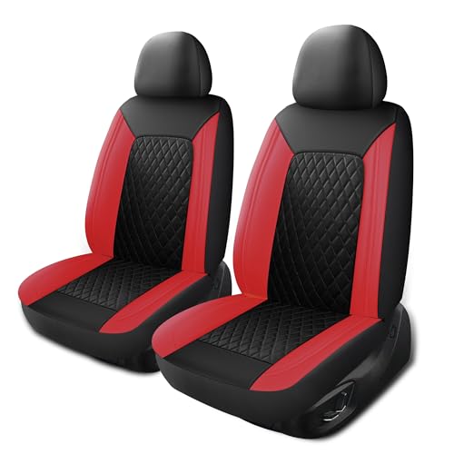 Faux Leather Front Car Seat Covers (N1 Black Red / Front Seat)