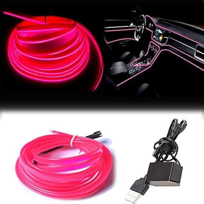 El Wire Pink Interior Car LED Strip Lights (Pink / 3 M)