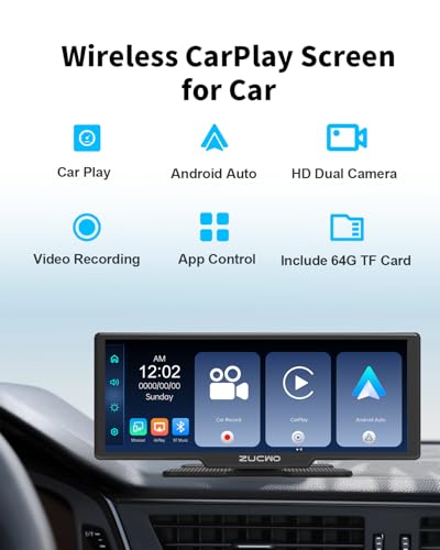 10.26 Inch Wireless CarPlay Screen for Car (Black / 10inch)