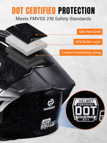 Modular Motorcycle Helmet DOT Certified Full Face Helmet Flip up Street Motorcycle Helmets for Unisex Adult Glossy Black Full Face Motorcycle Helmet (Glossy Black / Large)