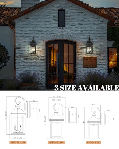 26" Outdoor Wall Light (Matte Black, Seeded Glass / 26", Single Unit)