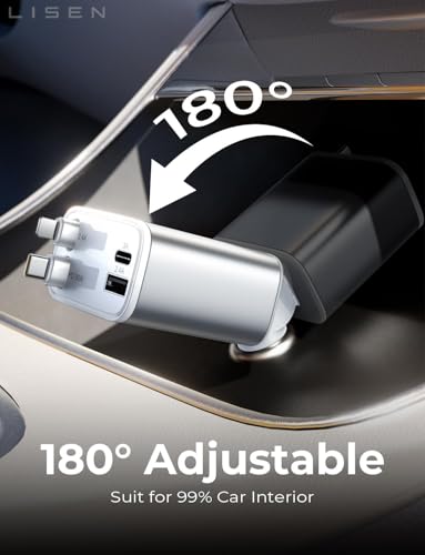 Retractable Car Charger for iPhone (White / 31.5 Inch)