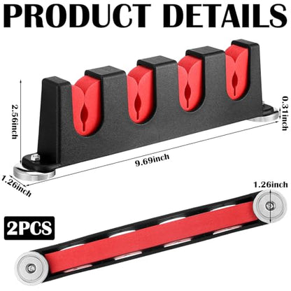 2 Pcs Magnetic Fishing Rod Holder for Car Fishing Pole Rack Vertical Rod Storage Holders for Truck Bed Boat Wall Garage Door (Red / 4 Rods)