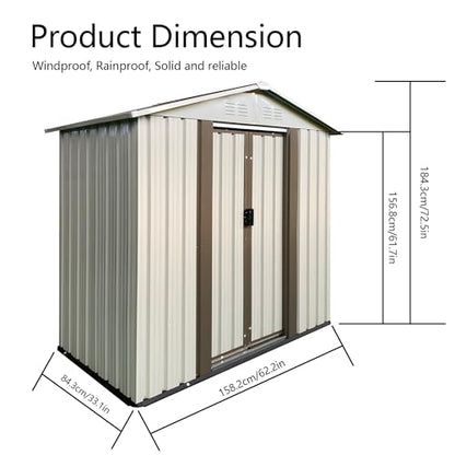 5x3 FT Outdoor Storage Shed (5x3 FT / Cream White)
