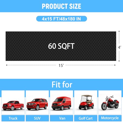 4x15 FT Garage Floor Mat (4x15 FT / Black)