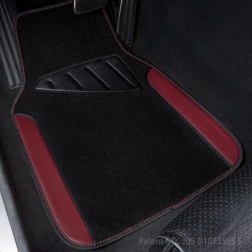 Waterproof Universal Fit Car Floor Mats (Black and Burgundy)