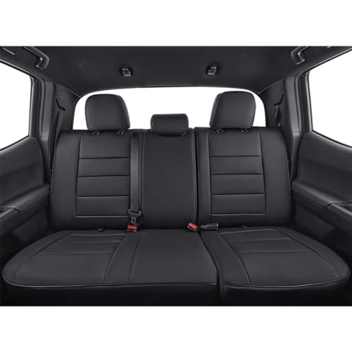 Custom Fit Tacoma Rear Car Seat Covers for Toyota Tacoma (Leather (Black) / 2024-2026 Tacoma (Petrol) Only 2nd Row)