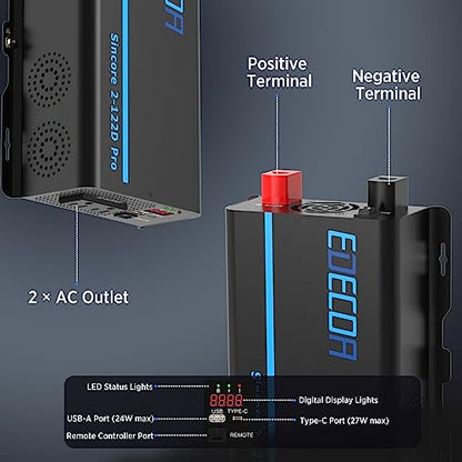 Pure Sine Wave Inverter 1200W 12V DC to 110V AC (1200W/12V)