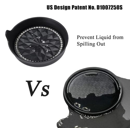 2 Pack Car Cup Holder Coaster Bling Crystal Rhinestone Car Interior (Black Flower / 2 Pack)