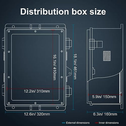 Outdoor Electrical Junction Box (18.1"H x 12.6"L x 6.3"W & Standard)